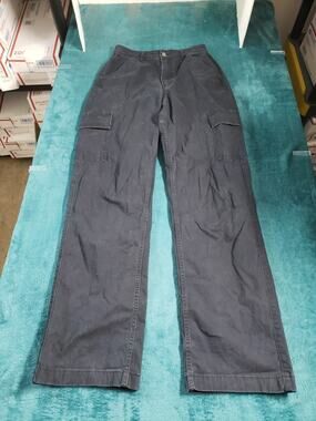 Hollister Jeans Size 000 Women Black Pants Stretch High Rise Dad Cargo Wide Leg